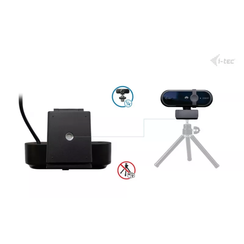 Webcam ITEC SOLOMON 100 1080p, 2 MP, Full HD 1920×1080, USB, cliphouder, zwart