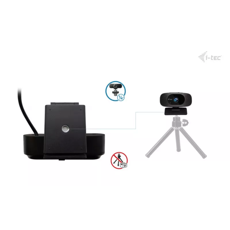 Webcam i-tec SOLOMON 300 4K, USB, 3840×2160, 8,29 MP, cliphouder, zwart