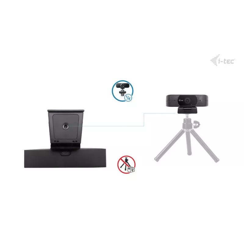 Webcam ITEC i-tec SOLOMON 500 4K PDAF — 4K Ultra HD, 3840×2160, USB, cliphouder, zwart