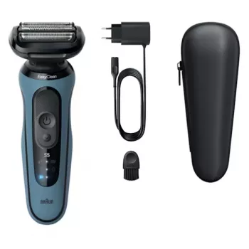 Foliescheerapparaat BRAUN Series 5 52-A1000S, blauw, Li-Ion accu, ingebouwde accu, knopbediening, 166×64×51 mm