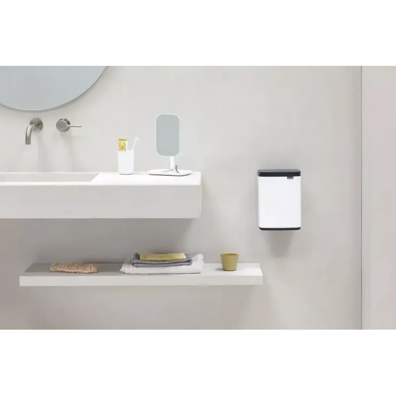 Brabantia Bo afvalemmer 4 L rechthoekig staal zwart wit