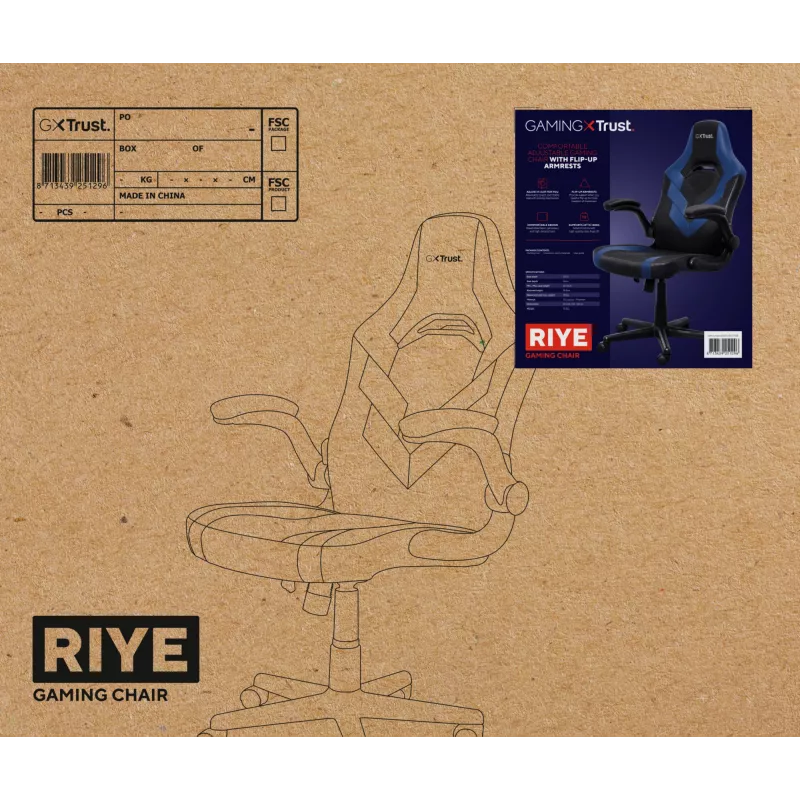 Trust GXT 703B RIYE universele gamingstoel zwart, blauw
