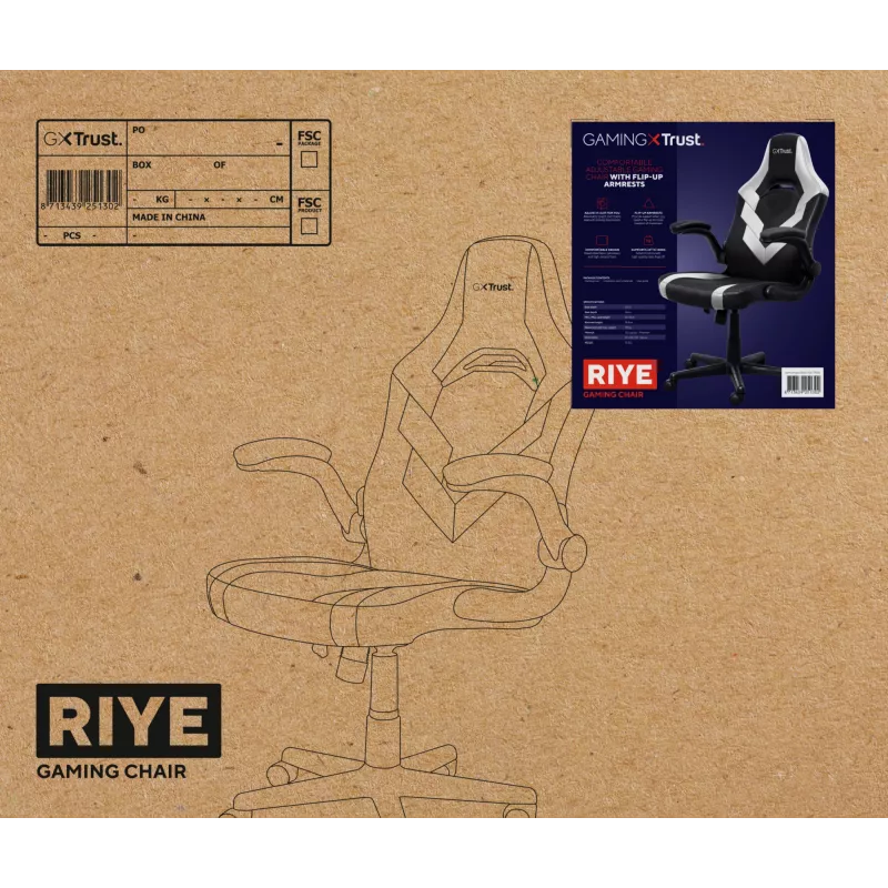 Universele gamingstoel Trust GXT 703W RIYE zwart wit 140 kg