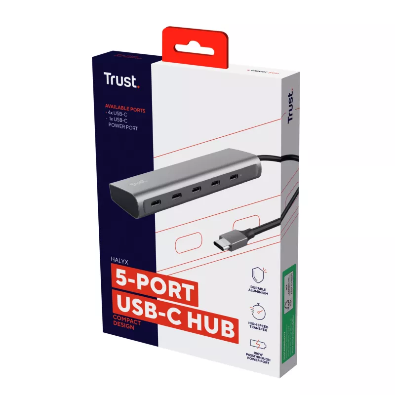 Trust Halyx USB 3.2 Gen 1 (3.1 Gen 1) Type-C zilver