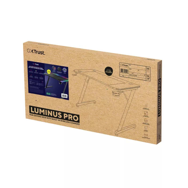 Bureau Trust GXT 710 Luminus Pro zwart rechthoekig ABS/PC 1200x600x740mm