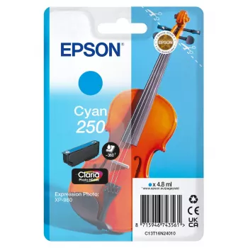 Inktpatroon Epson 250 Claria Photo HD cyaan origineel, verpakking van 1 stuk 4,8 ml