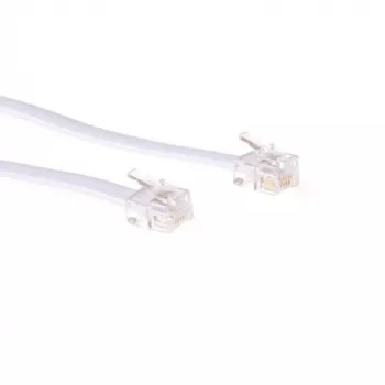 ACT witte 1 meter platte telefoonkabel met RJ12-stekkers