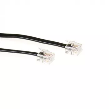 ACT 1 meter platte telefoonkabel, zwart, met RJ11-stekkers