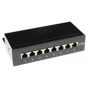 Opbouw afgeschermde 8-poorts CAT5E-patchpanelkast ACT FA5001, 173×44×109 mm