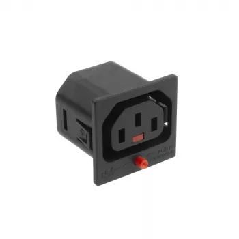 ACT C13 IEC Lock netentree (1x uitgang) - zwart, PA135015BK, C13, zwart, rood, bus, recht, thermoplast, 2000 V