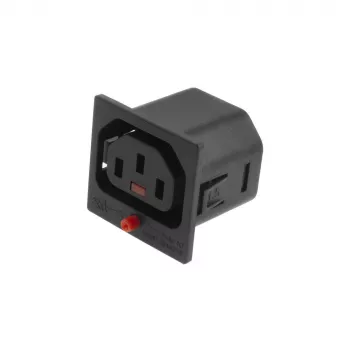 ACT C13 IEC Lock netentree (1x uitgang) - zwart, PA135015BK, C13, zwart, rood, bus, recht, thermoplast, 2000 V