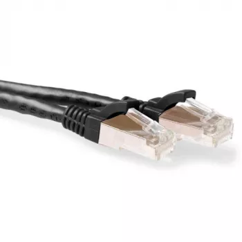 ACT Zwart 1 meter LSZH SFTP CAT6A patchkabel, rastnasenvrij, met RJ45-stekkers