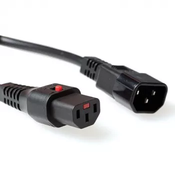 ACT Powercord C13 IEC Lock - C14 zwart 1,5 m, PC1003