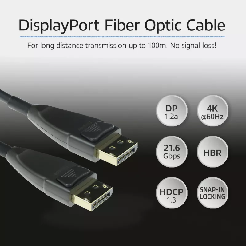 ACT 20 meter DisplayPort actieve optische kabel DisplayPort stekker - DisplayPort stekker