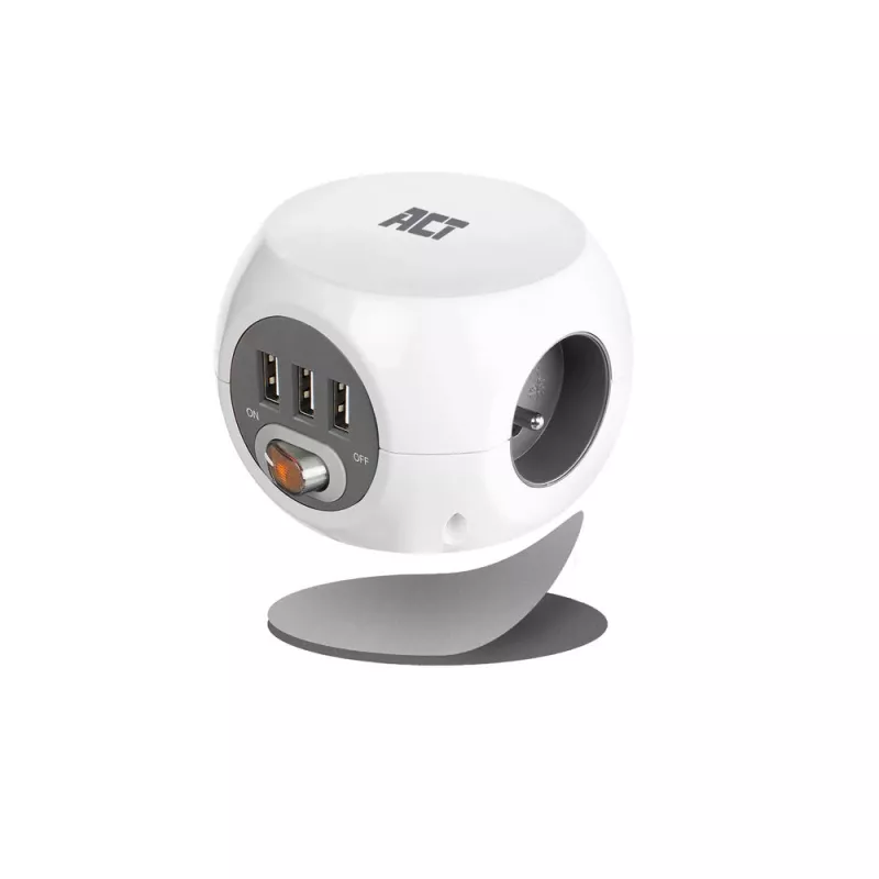 Stroomverdeeleenheid ACT AC2430 — 3× Type-F stopcontacten, 230 V, 16 A, 1,5 m kabel, wit