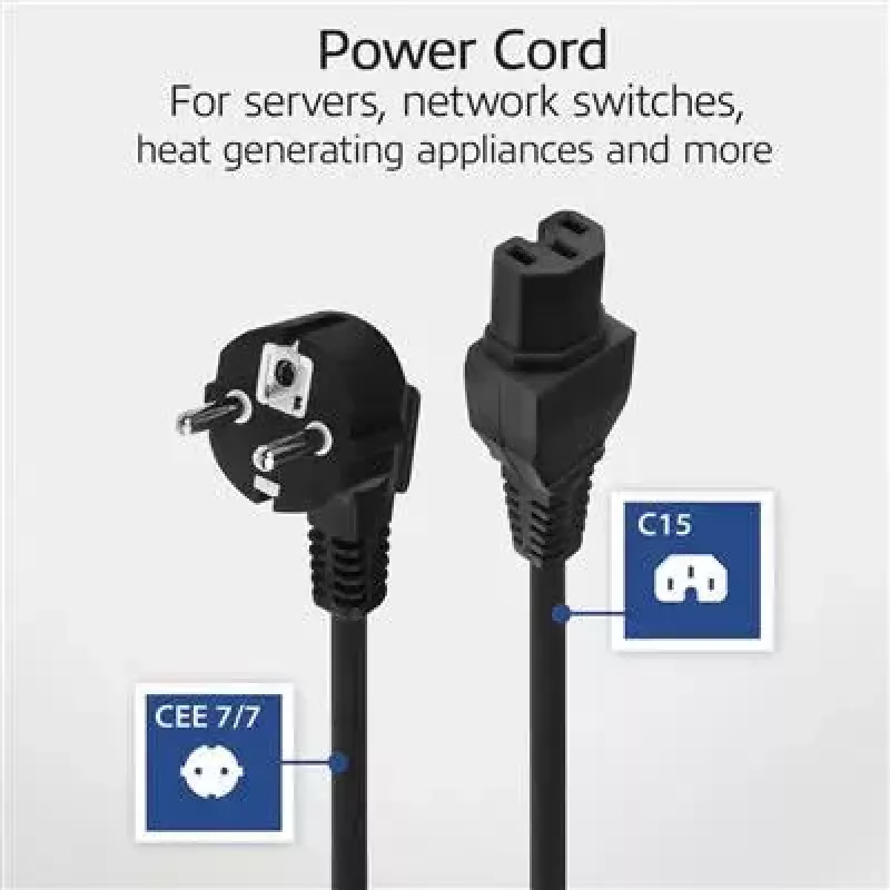 ACT Netkabel CEE 7/7 stekker (haaks) – C15 zwart 1 m