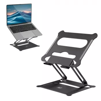Laptopstandaard ACT AC8140 aluminium traploze hoogteverstelling zwart