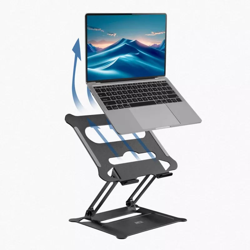 Laptopstandaard ACT AC8140 aluminium traploze hoogteverstelling zwart