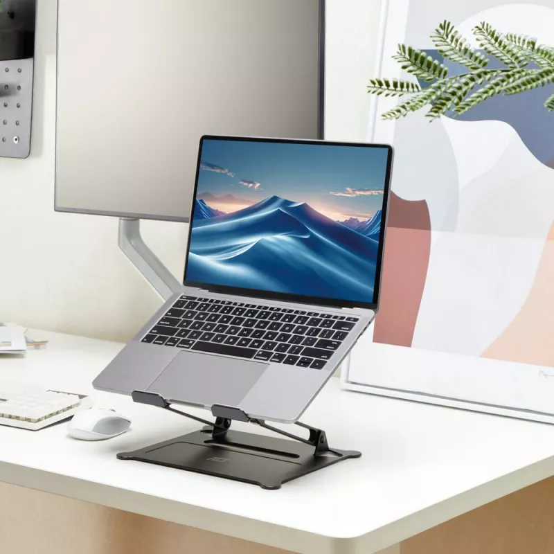 Laptopstandaard ACT AC8140 aluminium traploze hoogteverstelling zwart
