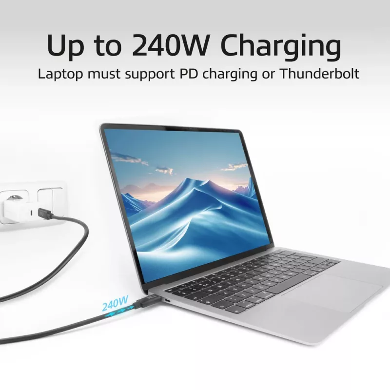 ACT USB4 20Gbps 240W USB Type-C kabel 2m zwart USB-IF gecertificeerd