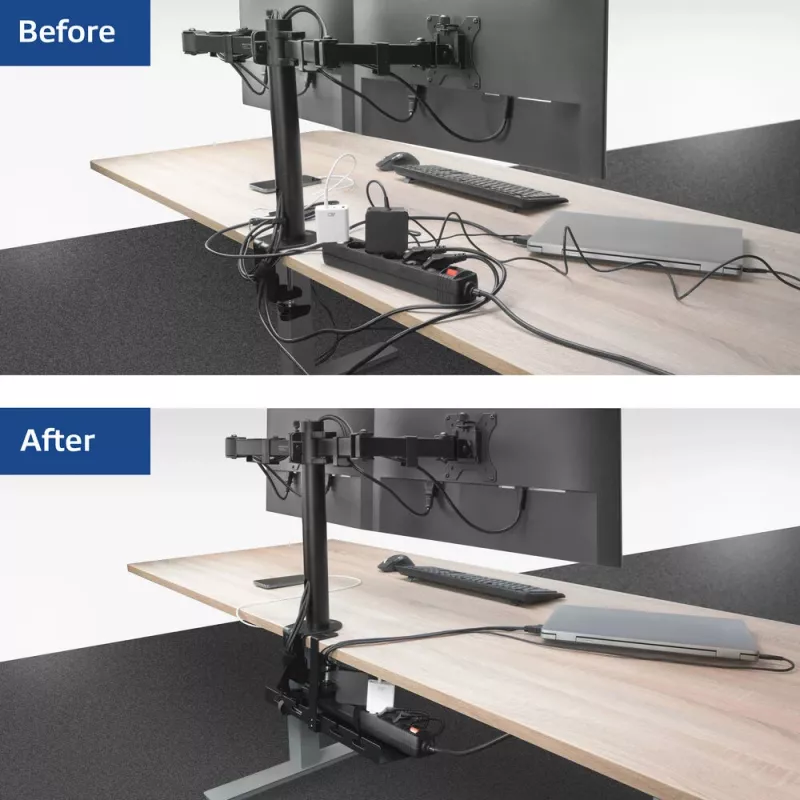 Kabelgoot voor onder het bureau ACT, klembevestiging, 40 cm, staal, 5 kg capaciteit