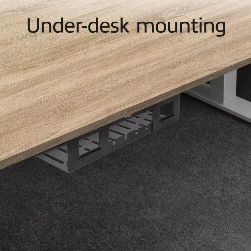 Kabelgoot voor onder het bureau ACT 40 cm staal, recht, 3 kg draagvermogen (B400×D140×H100 mm)