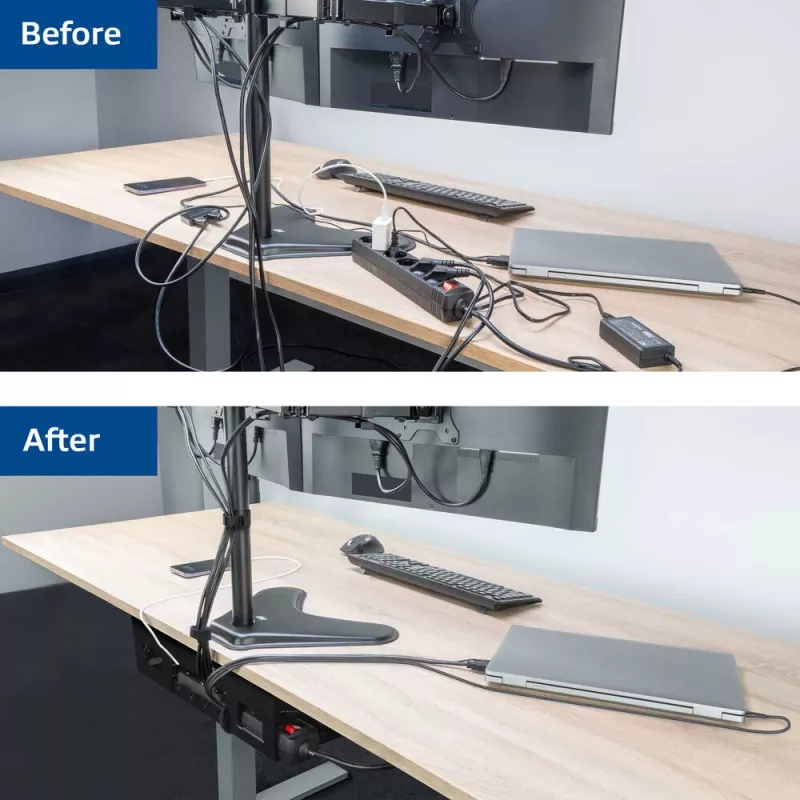 Kabelgoot voor onder het bureau ACT 40 cm staal, recht, 3 kg draagvermogen (B400×D140×H100 mm)