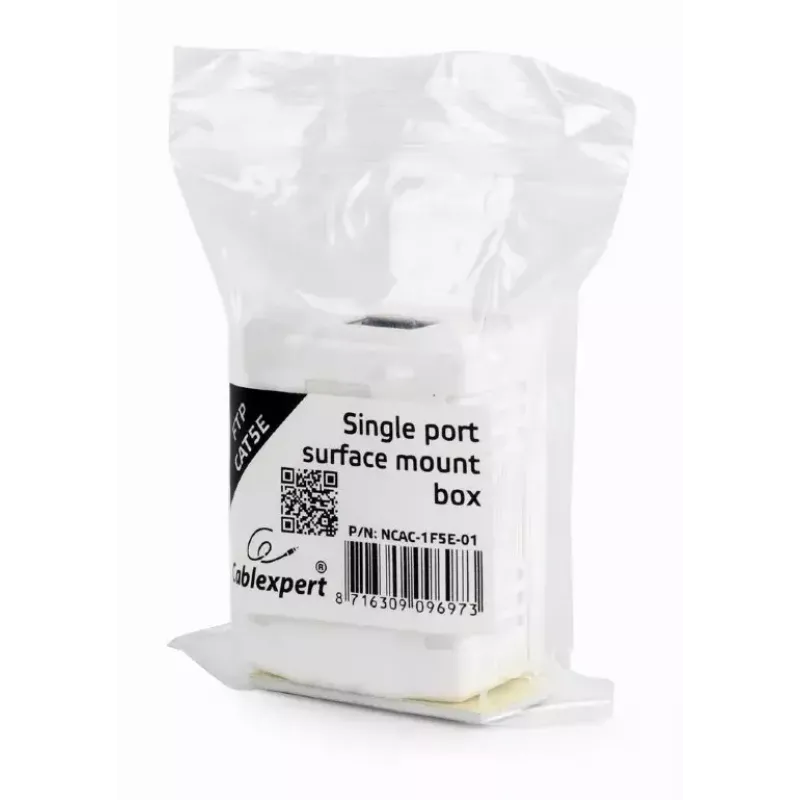 Gembird NCAC-1F5E-01 afgeschermde opbouw-netwerkdoos, 1x RJ45 Cat5e, wit