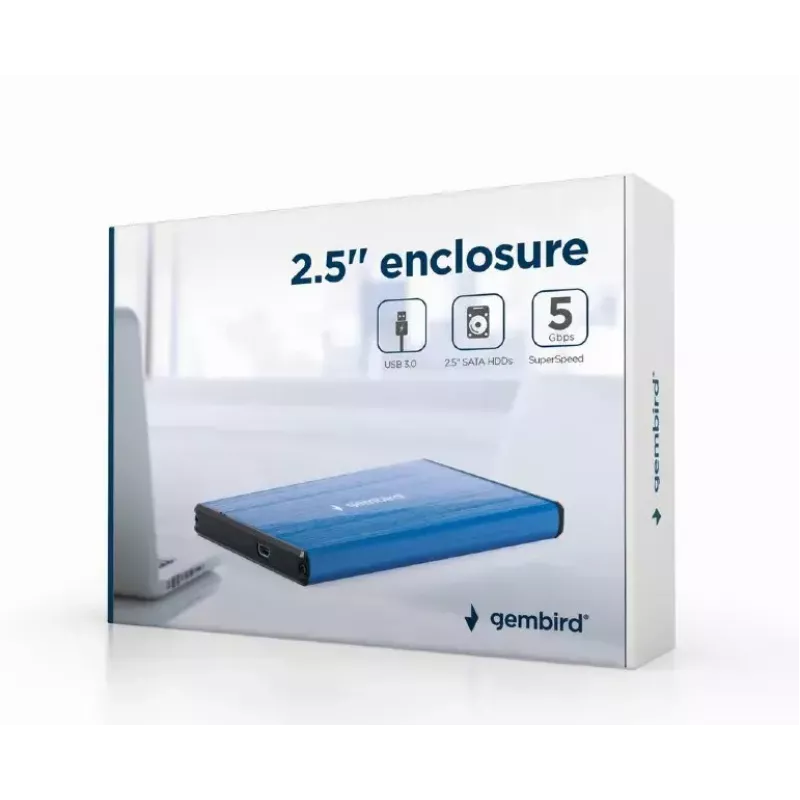 Harde-schijfbehuizing Gembird EE2-U3S-3-DB blauw 2,5 inch
