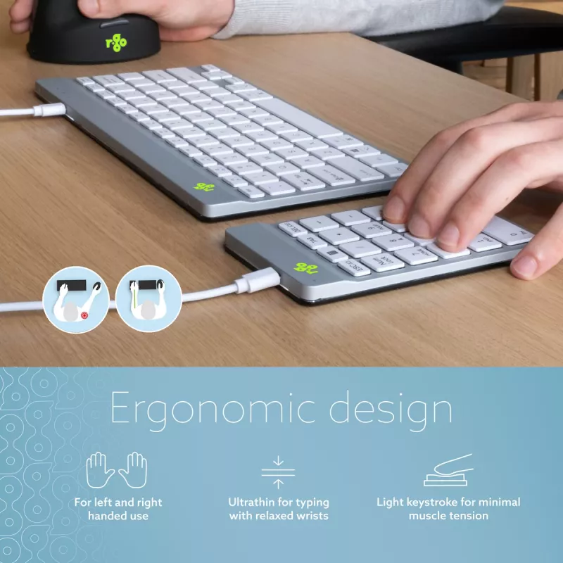 R-Go Tools numpad R-Go Numpad Break, ergonomisch numpad met pauzesoftware, bedraad, wit