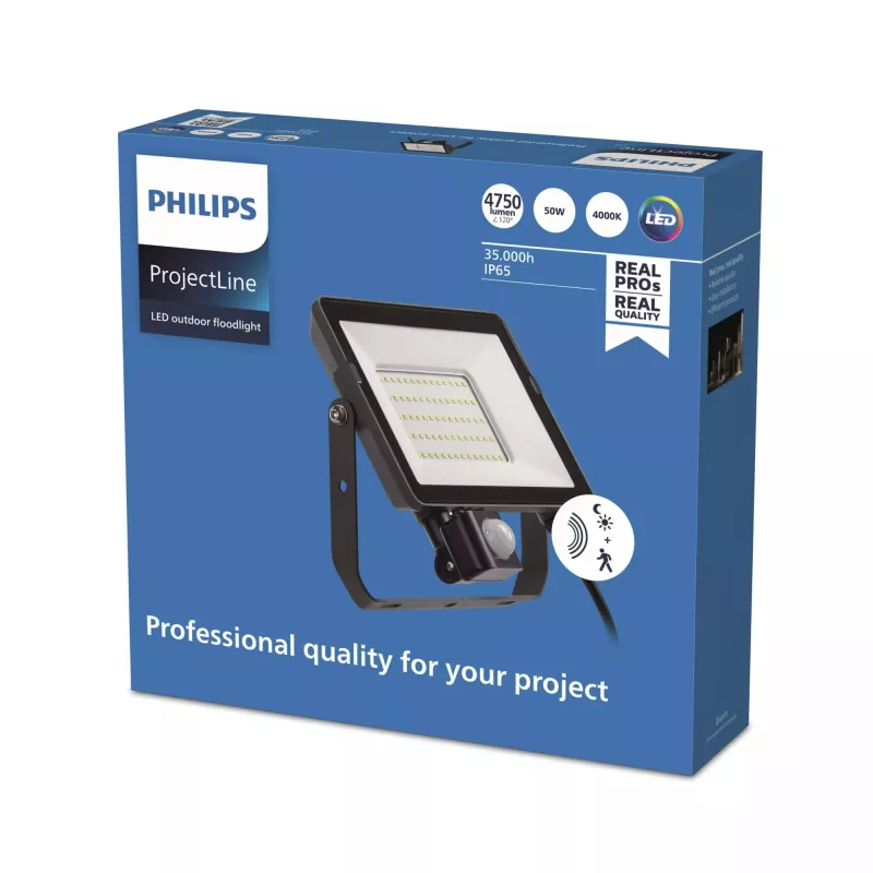 Schijnwerper Philips LED 50 W 4000 K IP65 zwart – LED-buitenlamp, 50 W, neutraalwit
