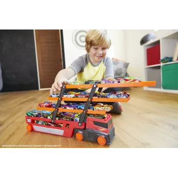 Hot Wheels City Mega Hauler met opbergruimte voor maximaal 50 auto's op schaal 1:64, vanaf 3 jaar