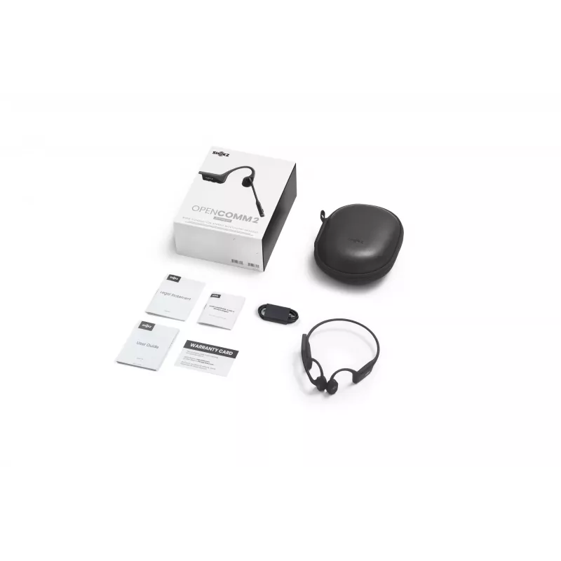 SHOKZ OpenComm2 2025 Upgrade draadloze Bluetooth-botgeleidingsheadset voor videoconferenties met USB-C-laadaansluiting | 16 uur spreektijd, 29 m bereik, 1 uur laadtijd | Met ruisonderdrukkende boommicrofoon, zwart