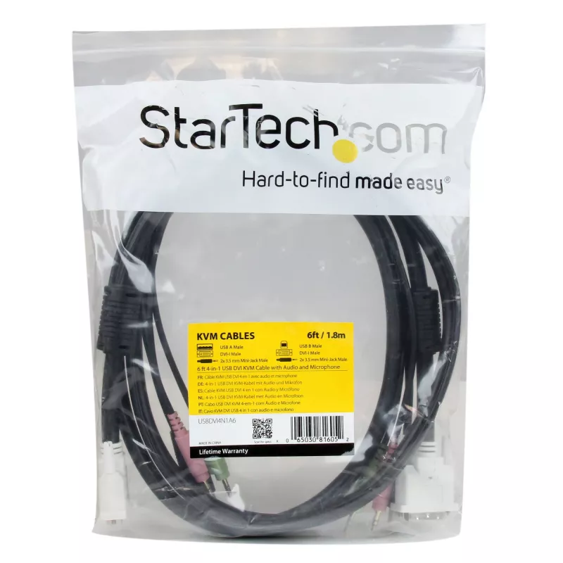 StarTech.com 1,8 m 4-in-1 USB DVI KVM-kabel met audio en microfoon