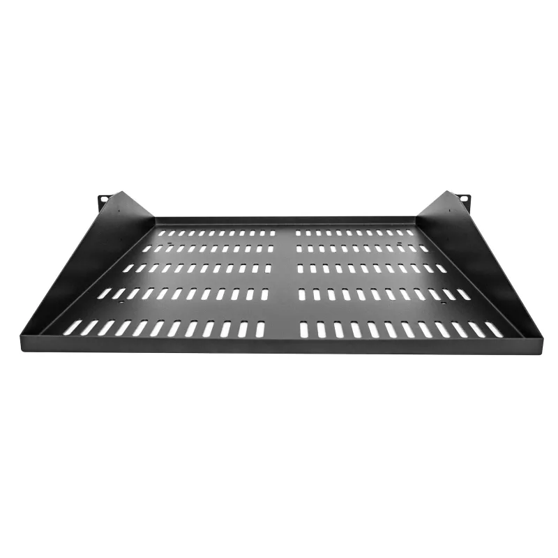 StarTech.com 2U serverrack-legbord, midden gemonteerd, universeel geventileerd rackmount-cantilever-legbord voor 19 inch netwerkapparatuurrack, robuust staal, 91 kg capaciteit, 50,8 cm diep, zwart