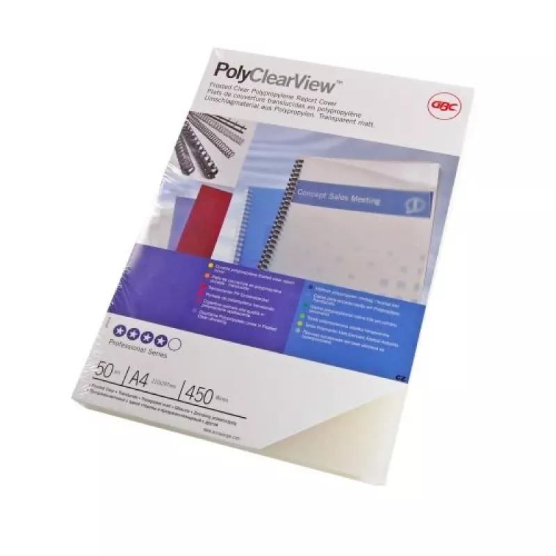 GBC bindomslag Poly Clear View A4 350 micron transparant, A4, polyvinylchloride (PVC), transparant, mat, 0,35 mm, 210 mm