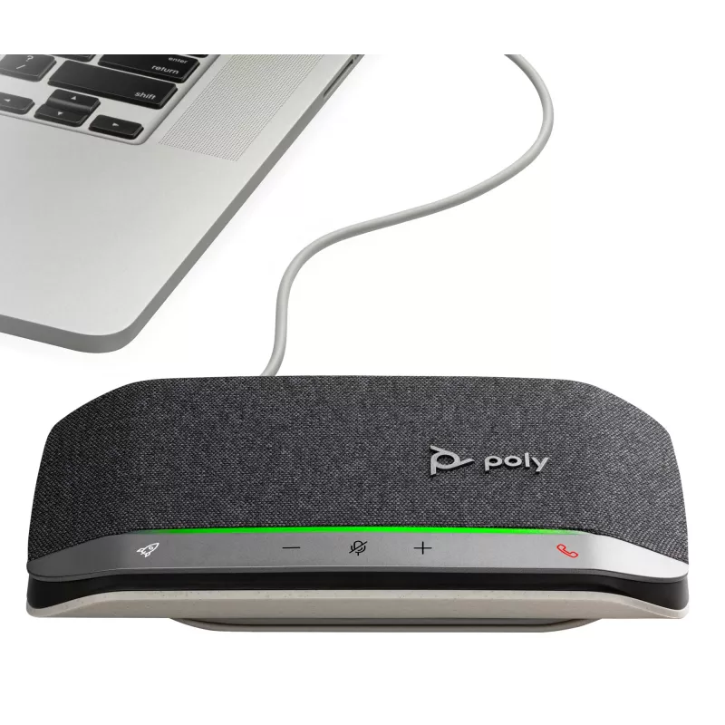 HP Poly Sync 20 USB-A speakerphone, pc, zilver, 0,715 m, IP64, Windows 10, Windows 11, MacOS