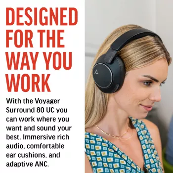 HP Poly Voyager Surround 80 UC USB-C headset + USB-C/A adapter