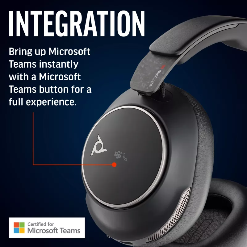 HP Poly Voyager Surround 80 UC USB-C headset + USB-C/A adapter