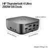 HP Thunderbolt 4 Ultra 280W G6 dock, bedraad, Thunderbolt 4, 280 W, 10,100,1000,2500 Mbit/s, grijs, 8K Ultra HD