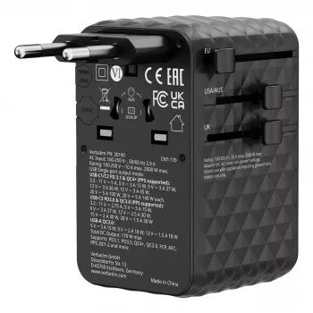 Verbatim Charge 'n' Travel 170W universele reisadapter zwart