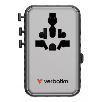 Verbatim Charge 'n' Travel 100W universele reisadapter met oprolbaar snoer zwart