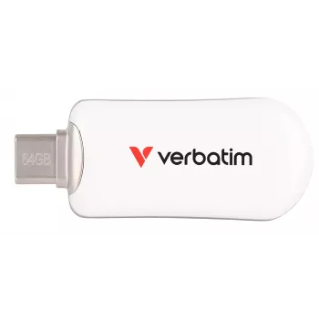 Verbatim Plectra USB-C flashdrive wit 64 GB, 64 GB, USB Type-C, 3.2 Gen 1 (3.1 Gen 1), 100 MB/s, doploos, wit