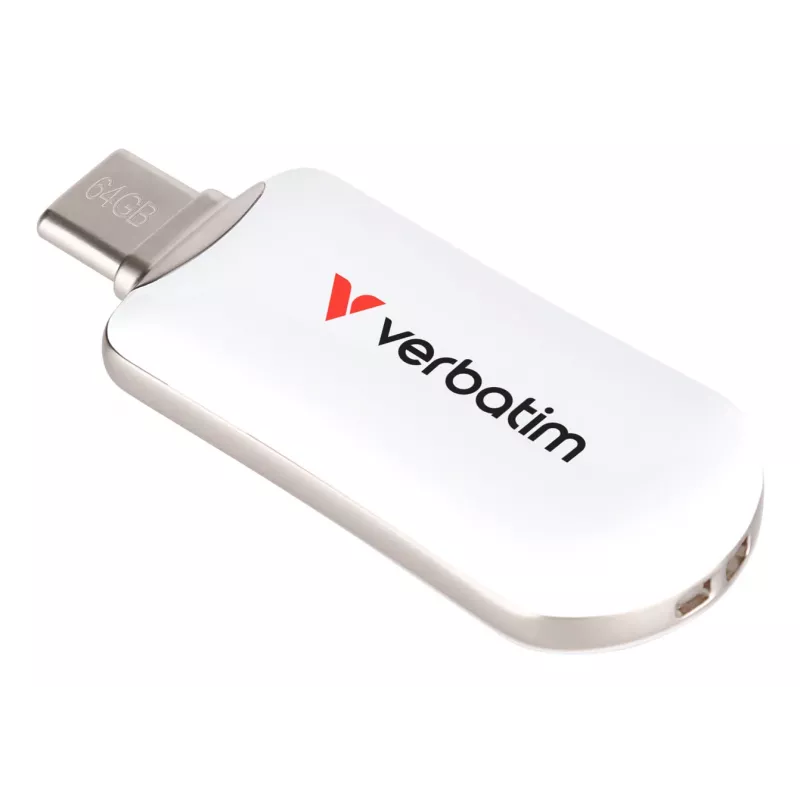 Verbatim Plectra USB-C flashdrive wit 64 GB, 64 GB, USB Type-C, 3.2 Gen 1 (3.1 Gen 1), 100 MB/s, doploos, wit