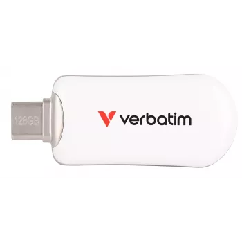 Verbatim Plectra USB-C flashdrive wit 128 GB, 128 GB, USB Type-C, 3.2 Gen 1 (3.1 Gen 1), 100 MB/s, doploos, wit