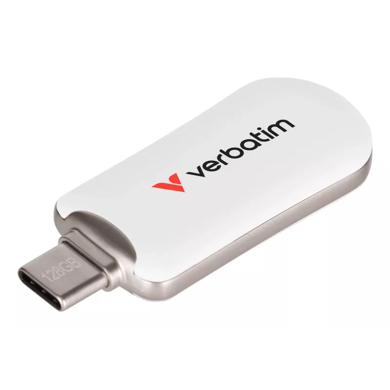 Verbatim Plectra USB-C flashdrive wit 128 GB, 128 GB, USB Type-C, 3.2 Gen 1 (3.1 Gen 1), 100 MB/s, doploos, wit