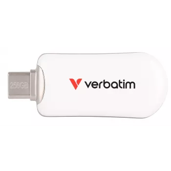 Verbatim Plectra USB-C flashdrive wit 256GB, 256 GB, USB Type-C, 3.2 Gen 1 (3.1 Gen 1), 100 MB/s, doploos, wit