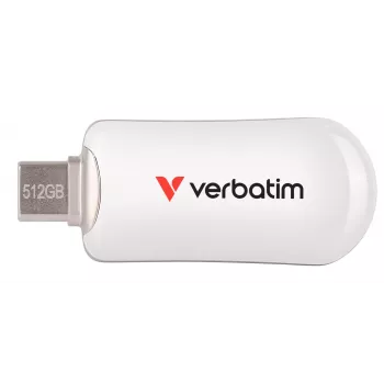 Verbatim Plectra USB-C flashdrive wit 512GB, 512 GB, USB Type-C, 3.2 Gen 1 (3.1 Gen 1), 100 MB/s, kapjesloos, wit