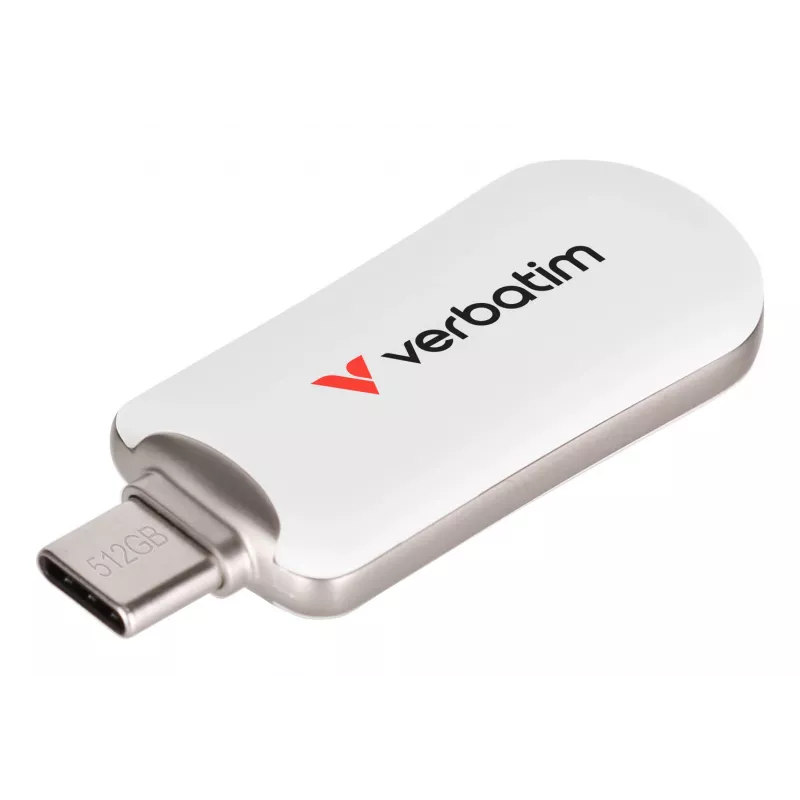Verbatim Plectra USB-C flashdrive wit 512GB, 512 GB, USB Type-C, 3.2 Gen 1 (3.1 Gen 1), 100 MB/s, kapjesloos, wit