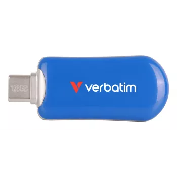 Verbatim Plectra USB-C flashdrive blauw 128GB, 128 GB, USB Type-C, 3.2 Gen 1 (3.1 Gen 1), 100 MB/s, kapjesloos, blauw